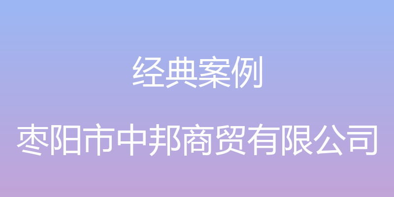 经典案例 - 枣阳市中邦商贸有限公司